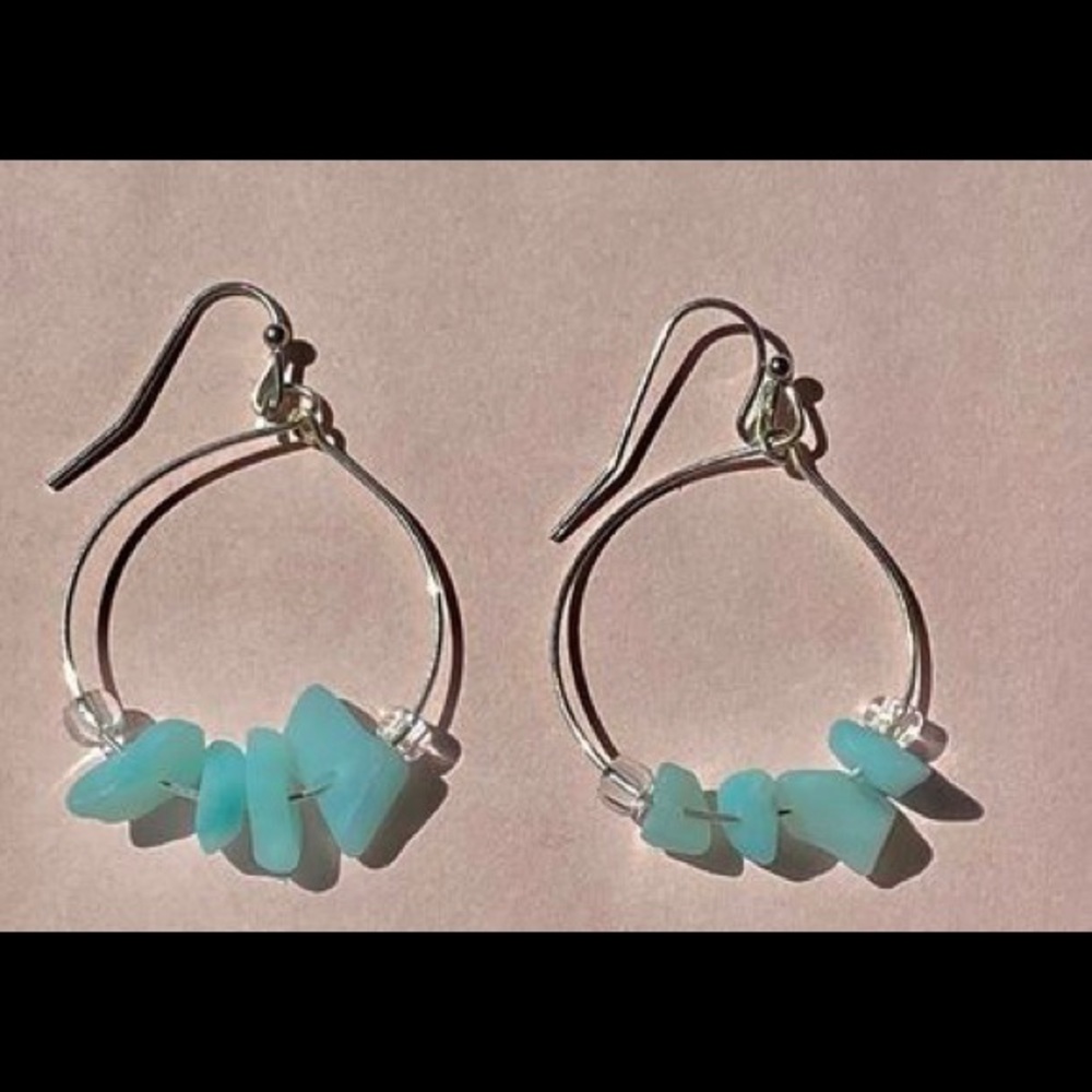amazonite crystal hoop earrings